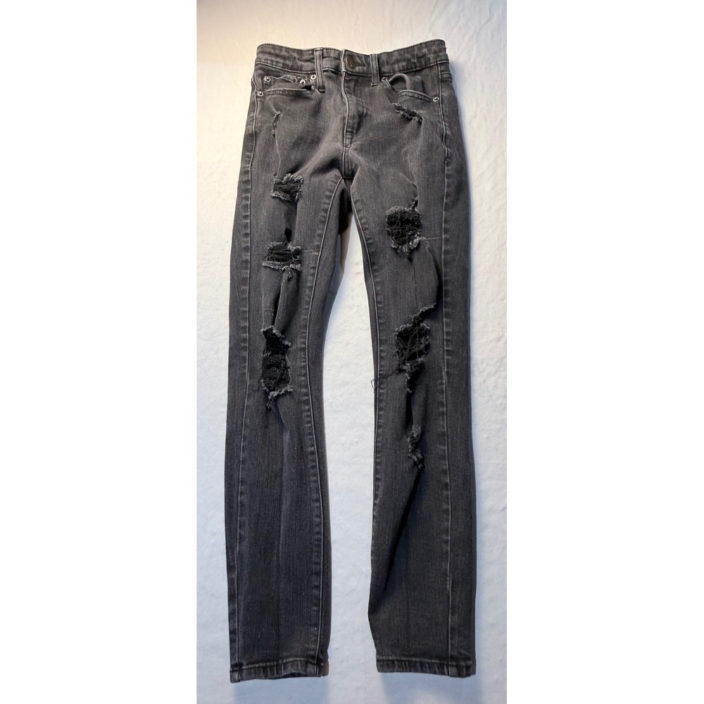 Aeropostale Womens High‎ Rise Jegging Distressed Skinny Jeans Black Size 0 Reg